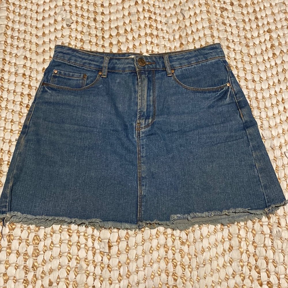 Blue denim mini skirt